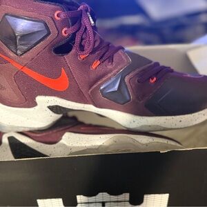 Nike LeBron Sneakers - Burgundy and Bright Orange
